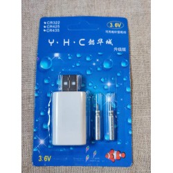 Set of 2 CR425 batteries with USB charger (for LED floats and alarms)